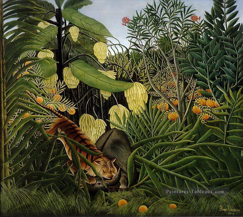 Combat d’un tigre et d’un buffle Henri Rousseau Peintures à l'huile